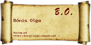 Bónis Olga névjegykártya